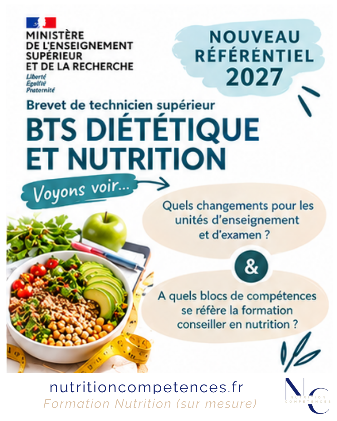 Nouveau référentiel 2027 du BTS Diététique et Nutrition et évolution des compétences
