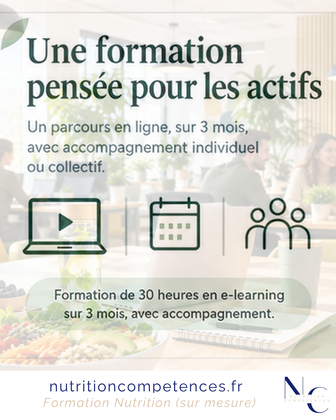 Formation nutrition en entreprise en e-learning pour adultes actifs