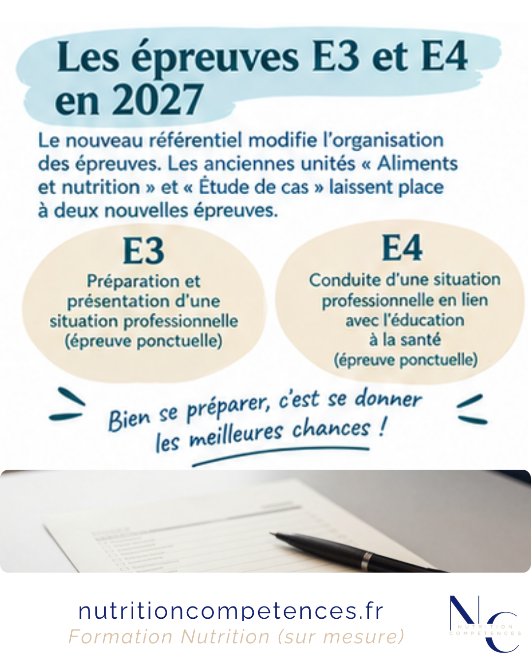 Nouvelles épreuves E3 et E4 du BTS Diététique et Nutrition en 2027