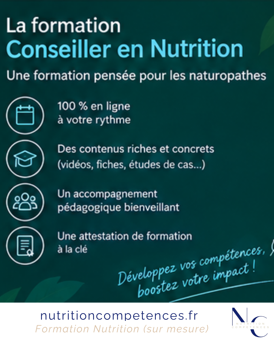 Formation Conseiller en Nutrition 100 % en ligne pour les naturopathes